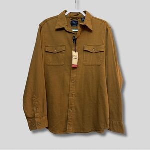 NWT Chaps Men’s Stretch Tan Long-Sleeve Button Up Shirt